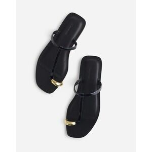 Madewell Dessa Toe Ring Hardware Thong Sandals Black Leather NV810 Size 9.5